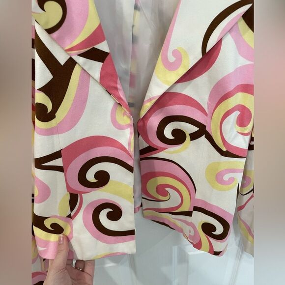 Harvé Benard Groovy 70s Swirl Pattern Women’s Blazer Jacket Size S Approx - Picture 4 of 6